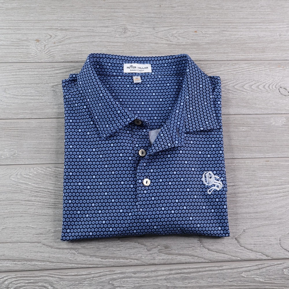 Peter Millar Summer Comfort Old Sandwich Golf Club Polo Golf Shirt Men's XL AOP
